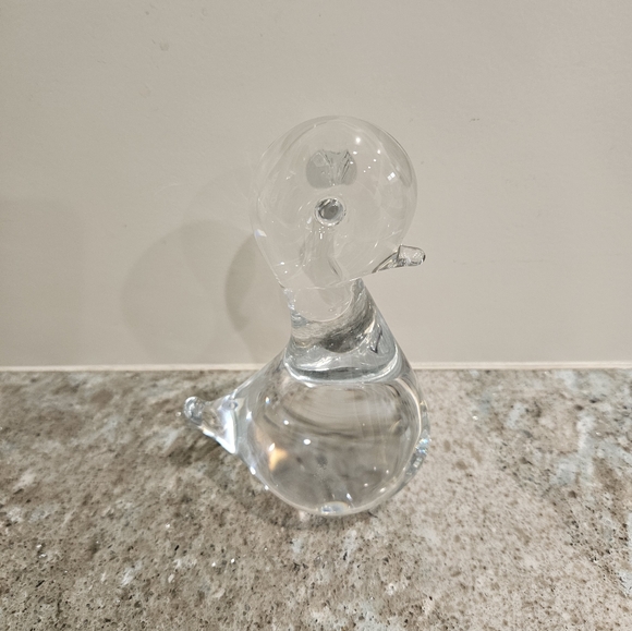 Vintage FM Konstglas Ronneby Sweden Crystal Clear Glass Duck Paperweight Decor - Picture 1 of 9